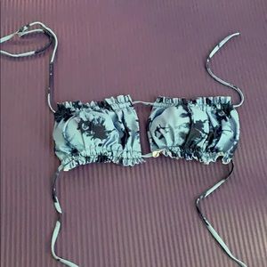 Tie dye Frill Trim bandeau Bikini top